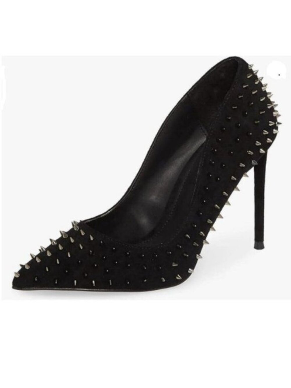 FSJ Women Trendy Pointed Toe Studs Stiletto High Heels Pumps Rivets Shoes Black